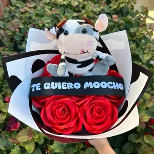 Cow 2.0 Te Quiero Moocho - I love moo   .. keychain plush .. message for custom color or message