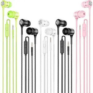 SQ-HPS025 Wired Earbuds with Microphone 5 Pack, in-Ear Headphones with Heavy Bass, High Sound Quality Earphones Compatible with iPad, Laptop, MP3, Android Smartphones, Fits All 3.5mm Jack Device