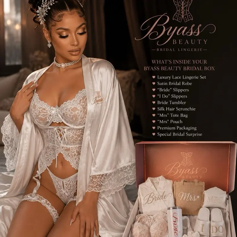 Women's Silk Bathrobe - Womenswear Loungewear for Bridal Use, Versatile as Nightgown includes bridal box, bride cup and MRS purse