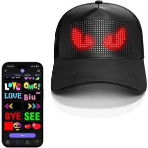 Bright LED Hats, Full-Color LED Display Smart LED Caps, Programmable Rolling Custom Led Hat Bluetooth APP Control
