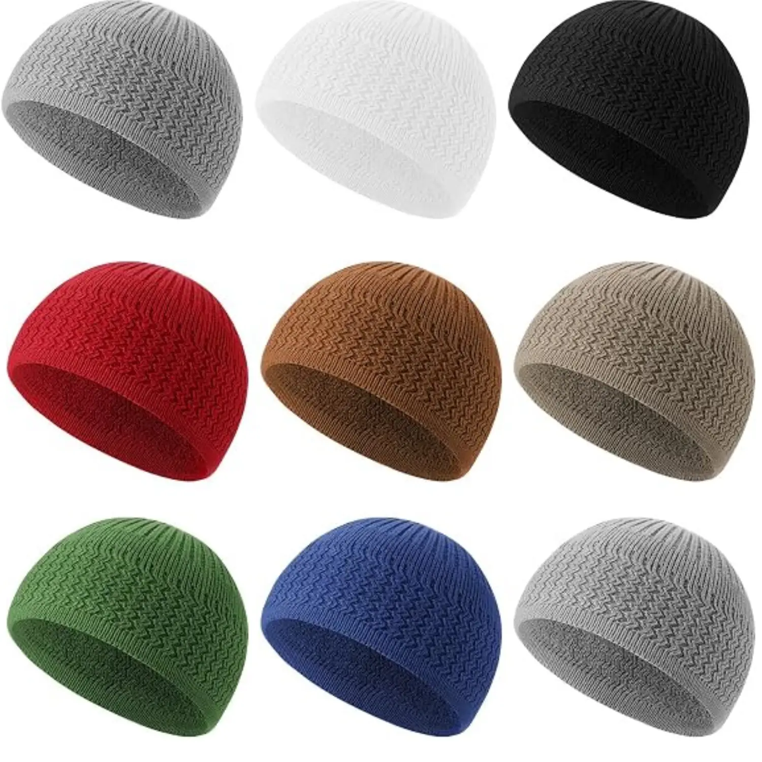 9 Pcs Kufi Hats for Men Crochet Kufi Muslim Caps Knit Skull Beanie for Men Women - Home Improvement.