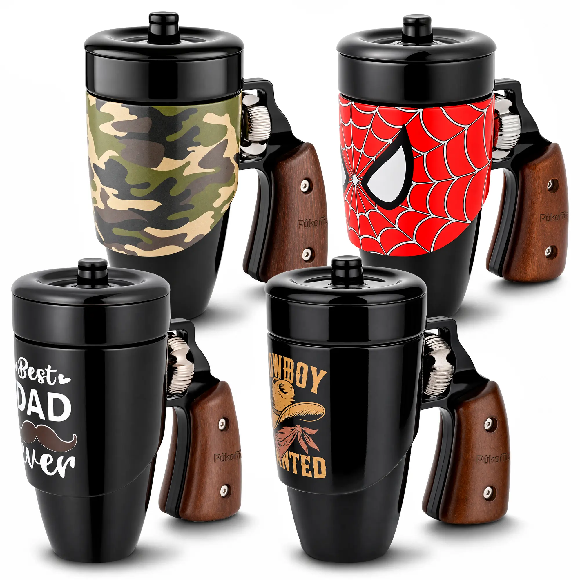 Pukomc Rotating Handle Coffee Mug, Ceramic Material Leak-Proof and Heat-Resistant, 16-Ounce Reusable Dishwasher-Safe Cup, Perfect Gift for Men and Boyfriends, Fun Mugs