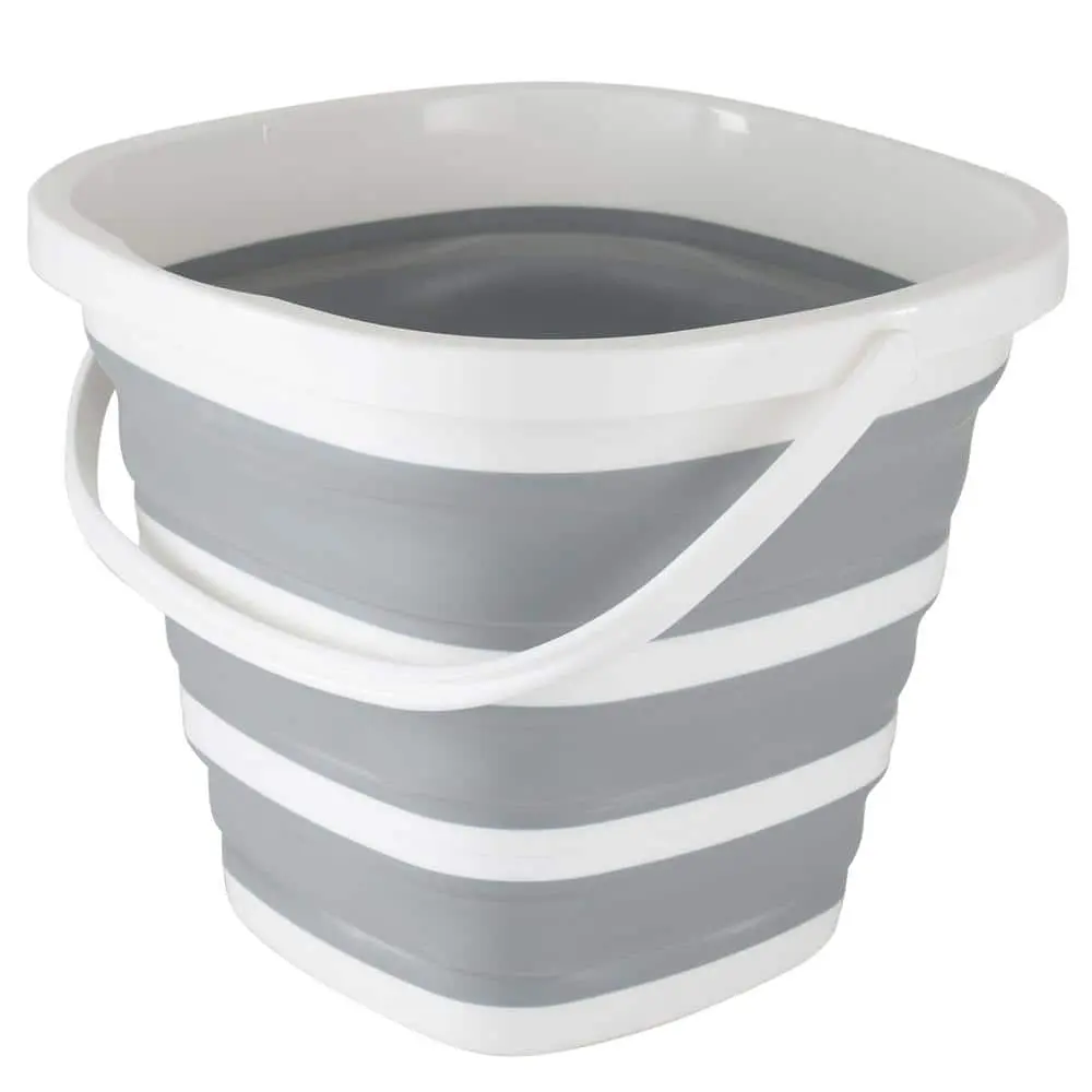 10L Collapsible Square in White/Grey  - Portable and Convenient Design bucket