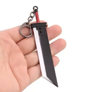FF7 Zack Fair Cloud Strife Buster Sword Keychain Zinc Alloy Keyring Cosplay Props