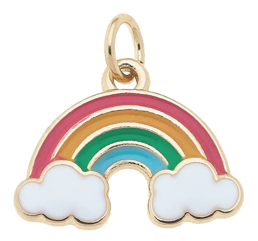 Colorful Rainbow Enamel Charm with Metal Base, Unisex Costume Jewelry Pendant for Fashion Accessories