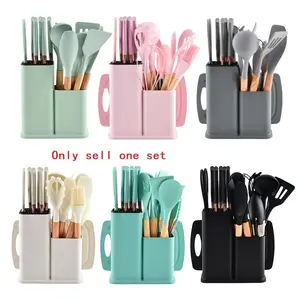 19pcs set Non-stick Silicone Kitchen Utensil Spatula Spoon Cooking Cookware Gift
