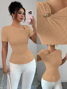 Elegant Women's Collared Button Front Top, Slim Fit Blouse with Collar, Stylish Casual Everyday Wear, Perfect for Daily