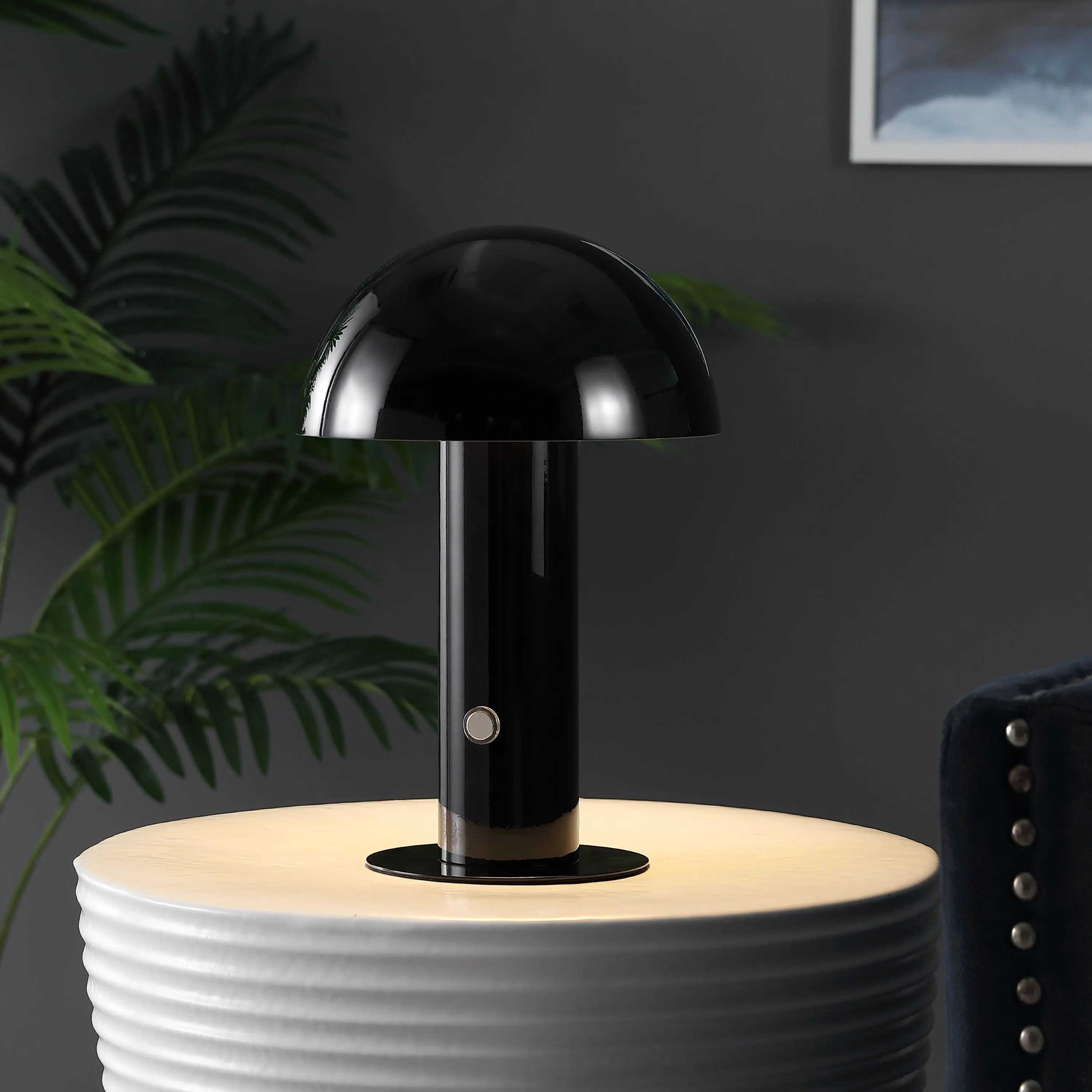 JONATHAN Y Boletus Mushroom Desk Lamp 10.75" Metal LED | Rechargeable, Cordless Portable, 3-Way Dimmable Touch Control, Battery Operated Accent Light, Integrated Bulb Included