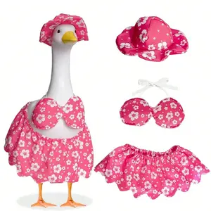 Hawaiian Sakura Pattern Bikini, 17/23 Inch Cement Goose Decor, Bird Decorations, Home Ornament, Holiday, Home Party, Garden and Yard Decoration