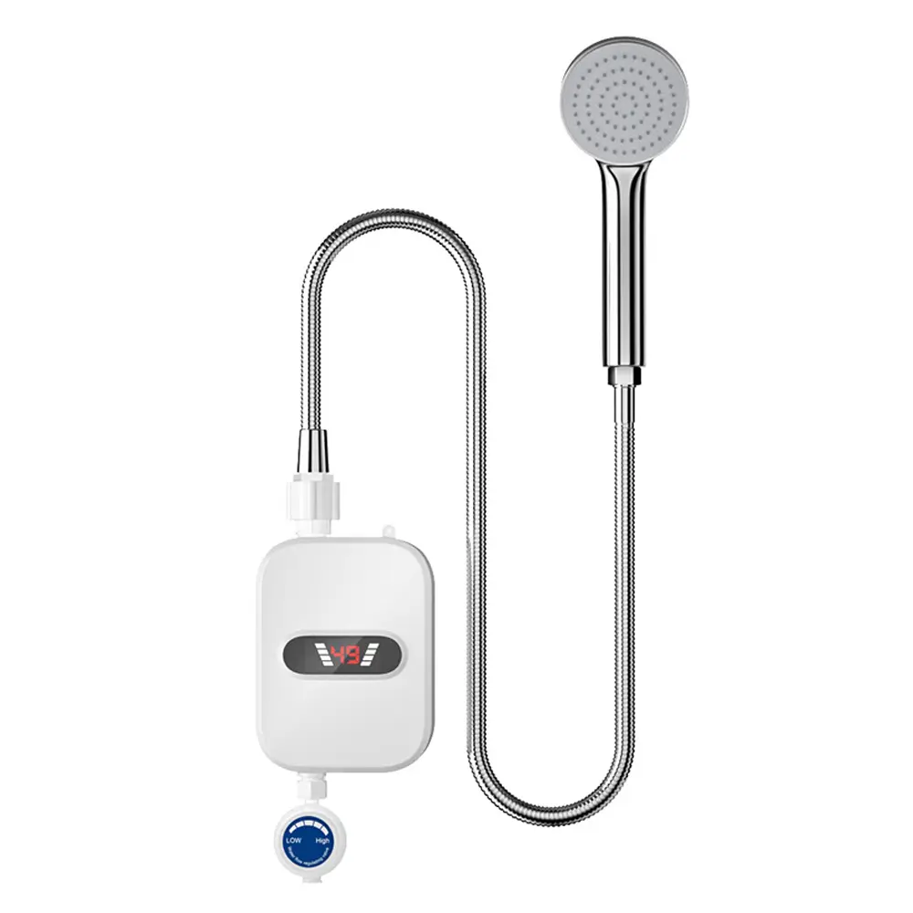 3500W 50Hz Compact Instant Electric Water Warmer Set - Home Bathroom Gadget with LCD Real Time Temperature Display, IPX4 Rating, Automatic Heating, Constant Temperature, Continuous Supplying, Mounting Bracket