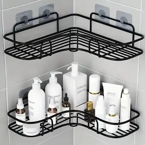 Bathroom punch-free storage rack, Bathroom organizer, double the corner space and hide all the clutter, a practical Christmas gift, used to store shampoo, lotion, cosmetics, Bathroom Organization, Bathroom Organizing Accessories