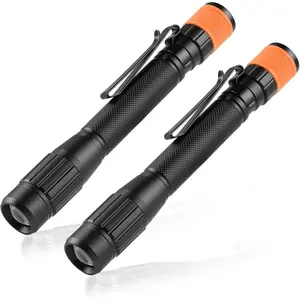 2PACK 480 Lumens Small LED Pen Flashlight Rechargeable IPX6  2 Light Modes Pocket zoomable Pen Flashlight with Pocket Clip USB C  Work Light for Inspection Repair