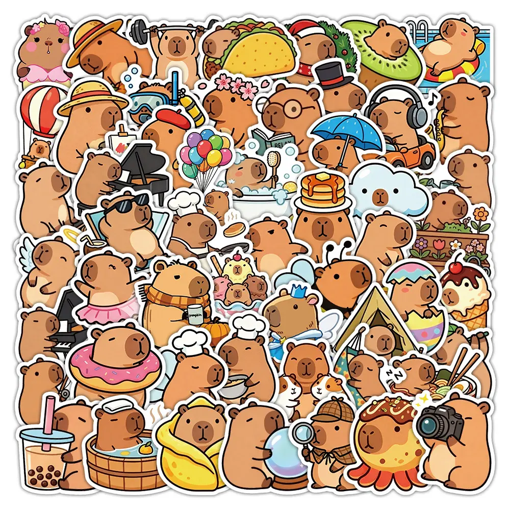 50pcs Cute Cartoon Capybara Stickers Includes Sticker, Office Supplies and Notebook Accessories, Suitable for Scrapbooks, Diaries, Laptops, Water Bottles, Cars, Etc., Designed Based on Faith, Funny Car Stickers, Funny Car Decals, Decal Set