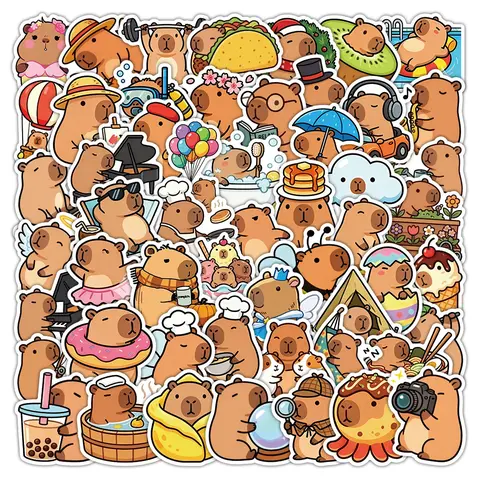 50pcs Cute Cartoon Capybara Stickers Includes Sticker, Office Supplies and Notebook Accessories, Suitable for Scrapbooks, Diaries, Laptops, Water Bottles, Cars, Etc., Designed Based on Faith, Funny Car Stickers, Funny Car Decals, Decal Set