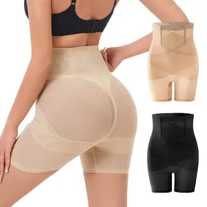 Women's high - waisted tummy - controlling and butt - lifting leggings. Made of lace mesh fabric, they feature a seamless texture. These are shorts that can be worn as a tight - fitting garment to cinch the waist.