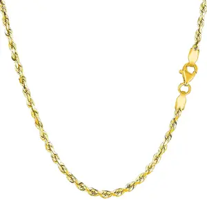 10K Yellow Gold Rope Chain Necklace, 1.6mm, 24"