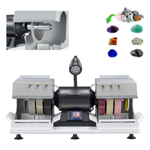 Cabbing Machine 8-Inch, 3/4 HP, 1800 RPM Lapidary Rock Grinder Polisher With Diamond And Resin Wheels, LED Lamp, Water System, Gemstone Grinding And Stone Polishing Equipment For Home Use