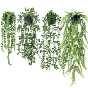 4 Packs Fake Hanging Plants Artificial Decor Faux Potted Greenery Hanging Plants Indoor for Room Home Shelf Outdoor Decor