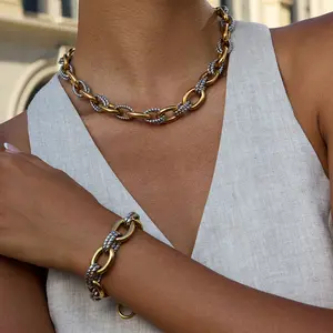 Emma's Heart | The Duo Set - Mixed Metal Link Chain & Bracelet Set, 18K Gold Plated