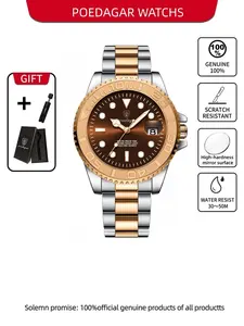 Men's Business Fashion Waterproof Luminous Date Analog Quartz Watch, Fashion Watch for Party, Daily Clothing Decor, Trendy All-match & Exquisite Watch for Birthday Gift with Box