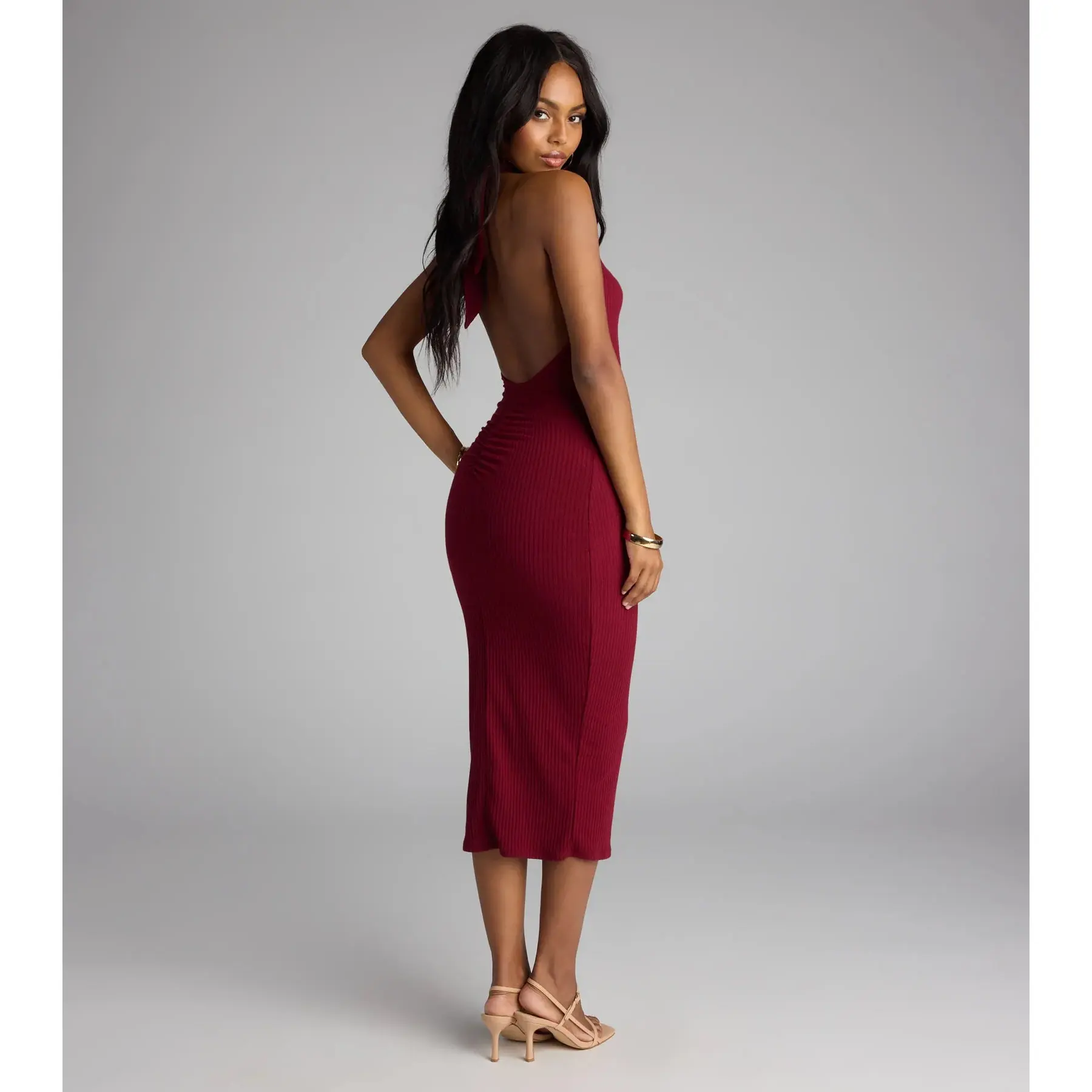 ribbed halter midi dress Chic Cutie Knit Maxi dress