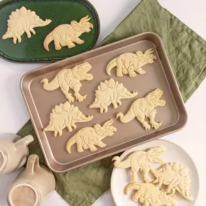 3 Piece Jurassic Dinosaur Cookie Stamp Set Creative Cookie Cutter Set Baking Tools Baking Supplies Kit for DIY Cake and Cookie Decoration Ideal for Kids and Family Baking Fun Bakeware