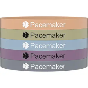 5PCS Medical Alert Bracelet for Women Men Medical Alert ID Silicone Wristband Bracelets for Diabetic 1/2 D.N.R Pacemaker Epilepsy