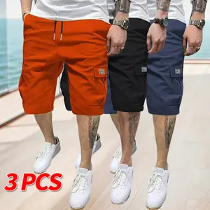 Men’s lightweight summer cargo shorts, 4-pack — featuring a multi-pocket design, durability, and wrinkle resistance—ideal for everyday wear, street style, skateboarding, and camping activities