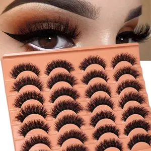 Dramatic Messy False Eyelashes 14Pairs 3D Fluffy Thick Eye Lashes Reusable Eyelash Strips for Cosplay & Party