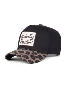 Unisex Howdy Darlin Baseball Cap, Adjustable Sun Protection Hat, Casual Fitted Design, Suitable for Spring & Fall, Outdoor Travel Beach Vacation, Animal Print Snapback, Fitted Snapback Hats