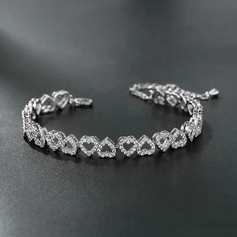 Women's Rhinestone Decorated Hollow Out Heart Design Cuff Bangle, Cuff Bangles Bracelets, Exquisite Minimalist Bangle, Jewelry As Gift, Matching Bracelet, for Fall, Heart Shaped Bracelet