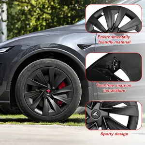 Model Y Hubcaps Turbine Style Full Wrapped Wheel Coves for 19" Factory Tesla Wheel 4PCS