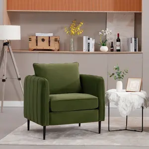Cozy Accent Chair,Modern Single Sofa Chair Velvet Fabric Upholstered Chair Armchair for Living Room,Upholstered Reading Reception Chairs for Living Room Bedroom Waiting Room