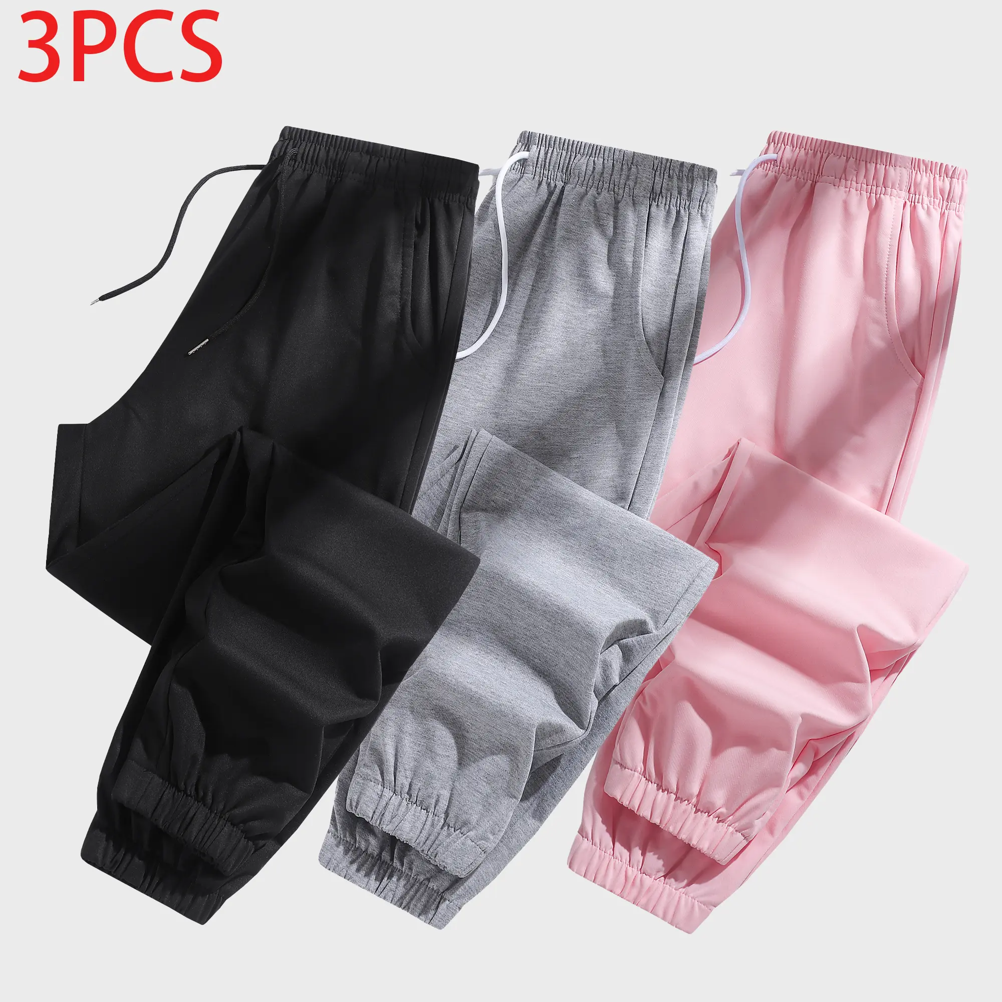 Women’s Casual Jogger Pants 3-Pack – Versatile for Spring/Autumn, Trendy Sweatpants in Multiple Colors
