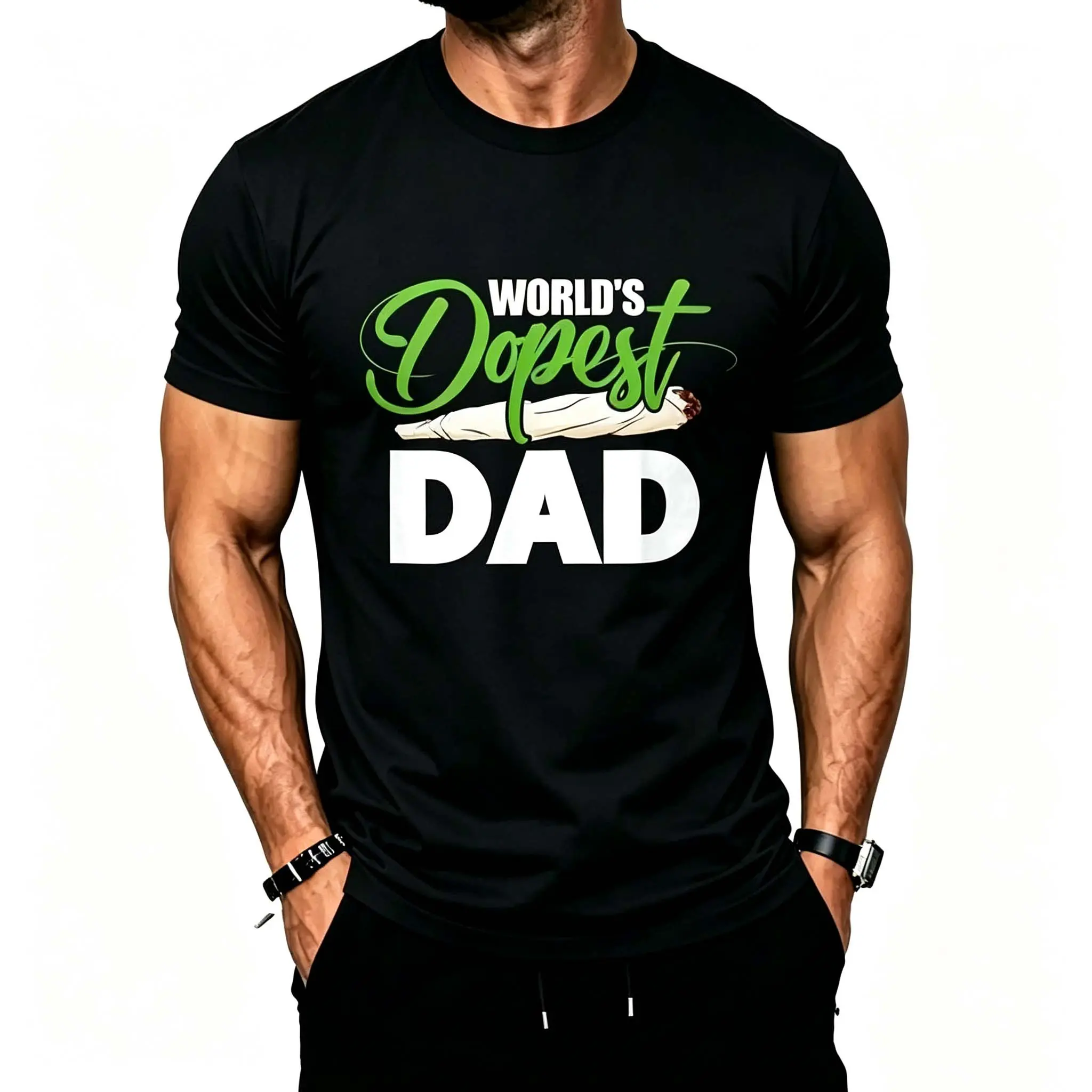 100%25 Cotton World's Dopest Dad Funny Fathers Day T-Shirt