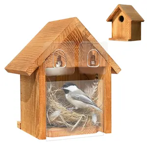 Waterproof Wooden Blue Bird House, Spray Paint Treatment Bluebird Box Houses for Outdoors, Nesting Box for Wrens, Swallows, Finches, Chickadee