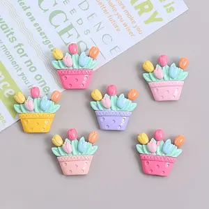 5/10pcs Tulip Potted Plants Refrigerator Magnets, Creative Kitchen Decor, Soft Magnetic Decoration, Multiple Styles, Holiday Birthday Gift