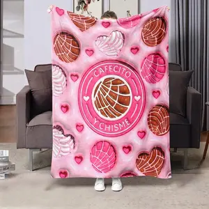 Mexican Concha Theme Flannel Throw Blanket, Soft Warm Skin-Friendly All-Season, Design for Girls' Room Decor