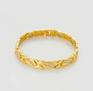 pure copper magnetic bracelet with diamonds,Women's leaf bracelet, 3500 gauss effective magnet, outdoor fun