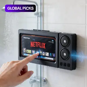 Waterproof box speaker, Multifunctional wireless speaker, 360 ° rotating touch screen, Bluetooth speaker, watch movies, listen to music, phone holder, shower TV holder, swimming pool, kitchen, bathroom #GLOBAL PICKS