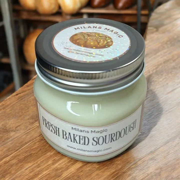 Milans Magic Fresh Baked Sourdough Candle 10 oz - 40+ Hours of Comfort, Non-Toxic, Household Candle with Crisp Bread Crust Scent - Decor