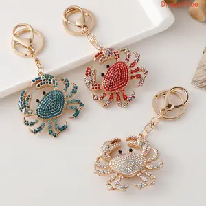 Rhinestone Metal Crab Keychain, Colorful Ocean-Style Pendant Charm, Cute Animal Motif Chain-Attached Bag Charm for Women’s Handbags & Daily Use, Keychains For Women, Cute Keychains