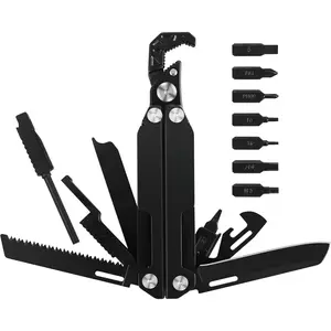 Multitool Wrench,  for Men, 16-IN-1 EDC Multi-tool with Self-Adjusting Wrench, Stainless Steel Pocket Multi Tool with ,  Bits, , File, Ideal for Camping, Outdoor