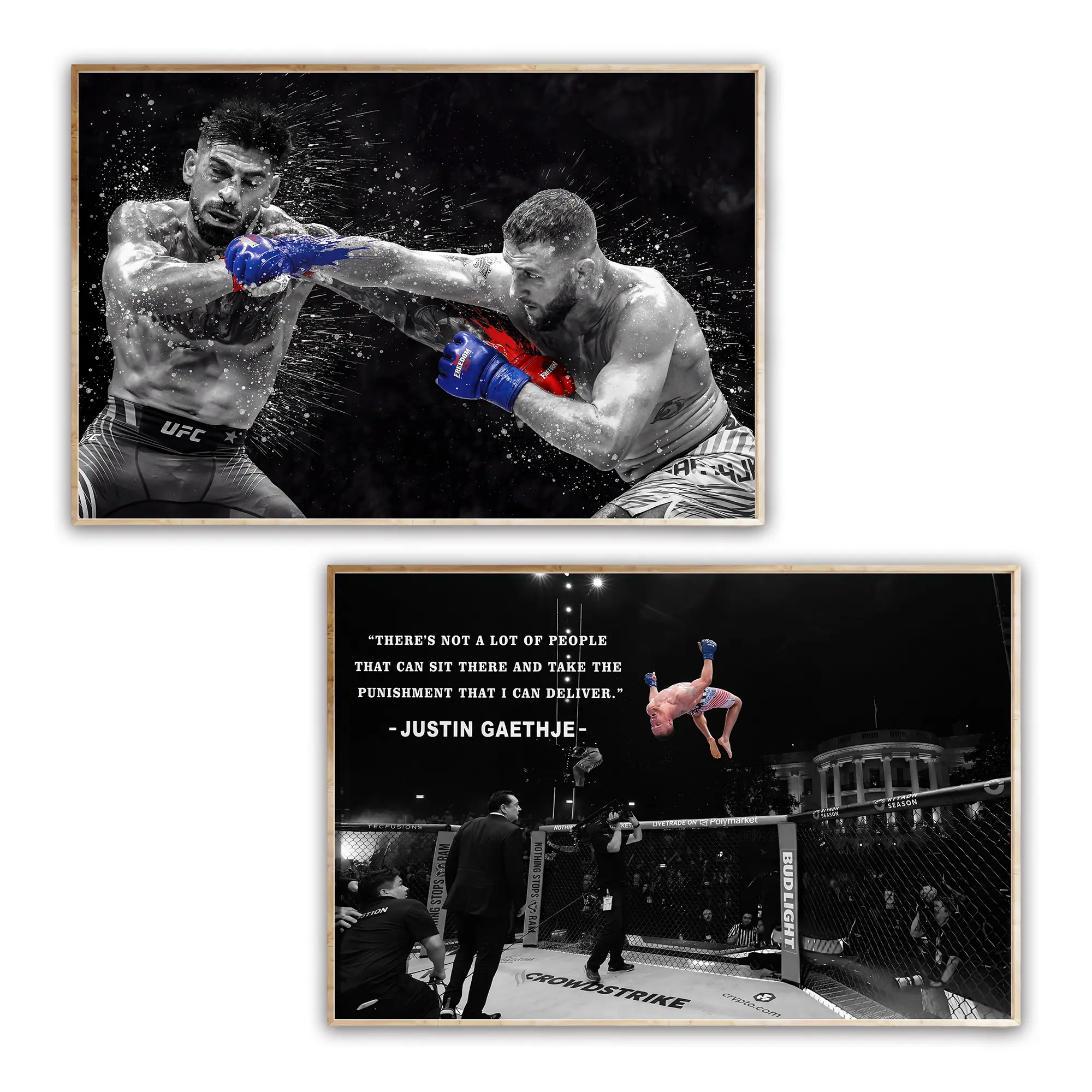 Justin Gaethje UFC Fighter Poster, MMA Championship Wall Art Decor for Man Cave, Gift for Fans