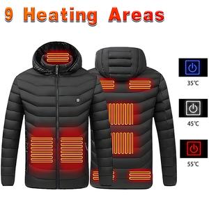 Heated Hoodie Jacket with 3 Adjustable Heat Levels 9Heating Zones Independent Control for Men & WomenLong Sleeve for Outdoor Winter Activities and ColdWeather Sports [Power banks are not included and needto be purchased separately.]