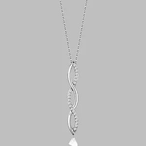 Timeless Rhodium Brass Pendant with Clear Cubic Zirconia