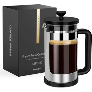 21 Oz Small French Press Coffee Maker 2 Cups, Coffee Press With 3 Filterations, Heat Resistant Thickness Borosilicate, Coffee Brewer Tea Press, Perfect for Tea