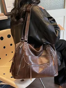 New Design High-End Vintage Fashion Versatile Simple Casual Mature Elegant Large Capacity Commuter Bag Shoulder Bag Handbag Stylish Work Bag