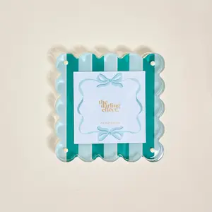 Sicily Stripes Scalloped Acrylic Picture Frame - Teal