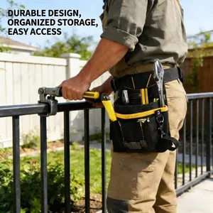 Multi-Pocket Tool Pouch Waist Bag, Heavy Duty Tool Belt Pouch with Adjustable Strap, Utility Tool Organizer Bag for Car Wrapping, Construction, Electrician, Carpenter, Technician Work